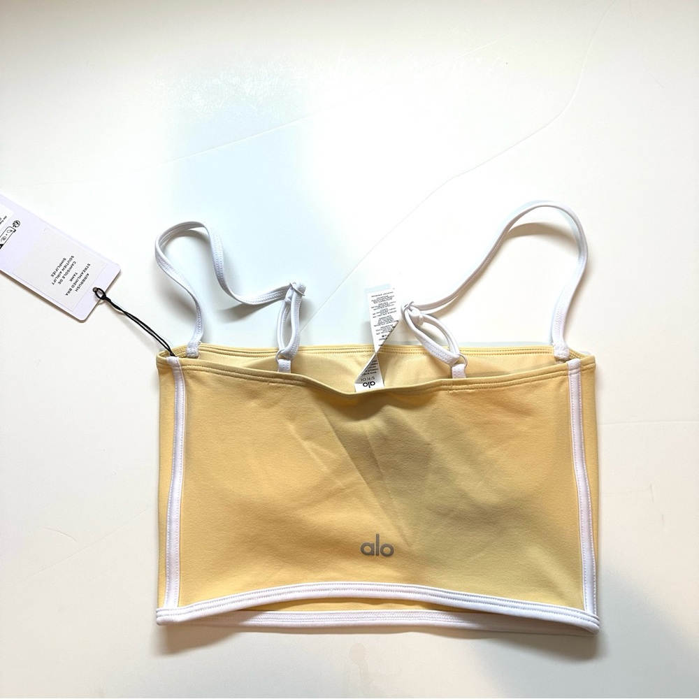 ALO Yoga Yellow Bralette with White Trim - Picture 3 of 3